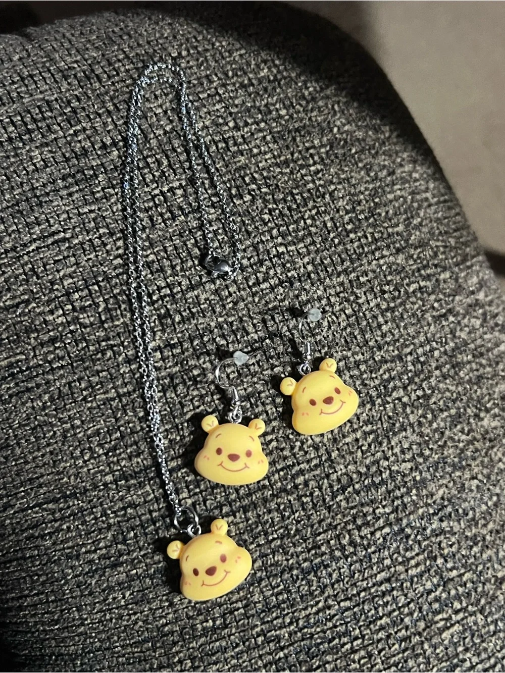 Yellow Bear Face Kids Necklace and Earring Set D103